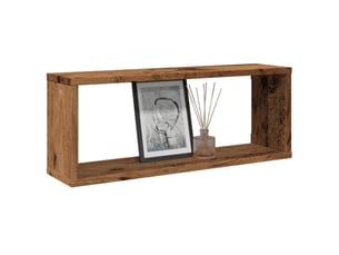 Lot de 6 étagères murales cube, étagères suspendues vieux bois 60x15x23 cm cf43251