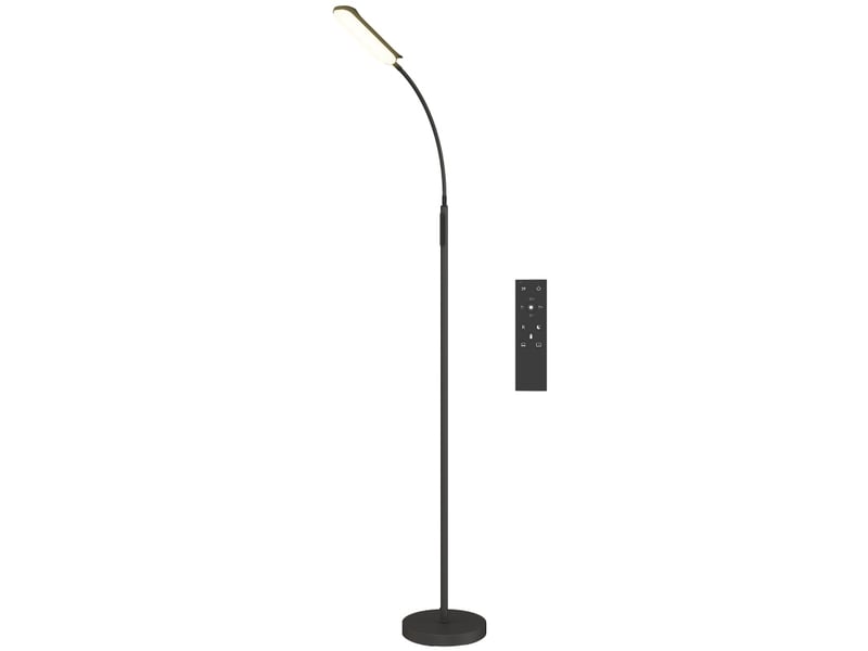 Lampadaire led noir 175 cm dimmable avec télécommande et col de cygne - Conforama A