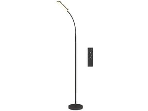 Lampadaire led noir 175 cm dimmable avec télécommande et col de cygne