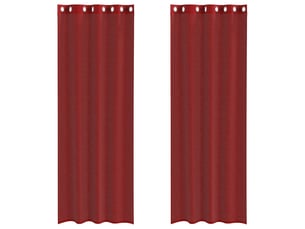 Lot de 2 rideaux en voile, voilages avec œillets rouge bordeaux cf44411