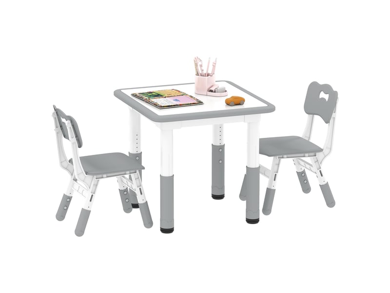  Ensemble table et 2 chaises pour enfants, hauteur réglable pour les enfants de 18 mois à 5 ans, facile à nettoyer  - Conforama A