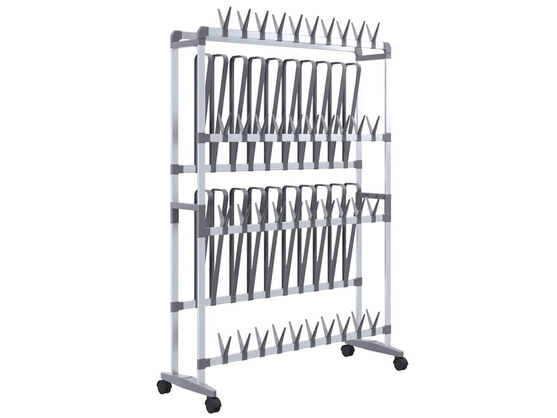  Meuble à chaussures, étagère à chaussures avec roulettes argenté 89x27x120 cm  - Conforama A