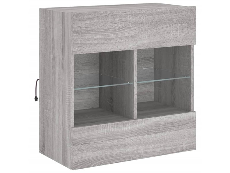  Meuble tv - banc tv - meuble de rangement mural avec lumières led sonoma gris 58,5x30x60,5 cm  - Conforama E