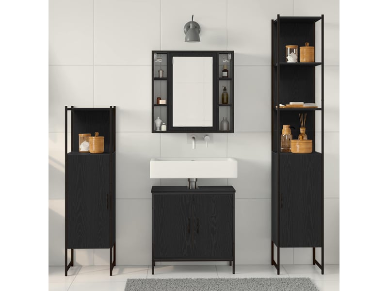 Ensemble de mobilier de salle de bain 4 pièces noir cf64559 - Conforama D