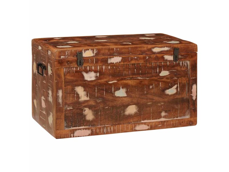  Boîte de rangement, coffre de rangement avec stockage marron bois de mangue massif shl4526  - Conforama C