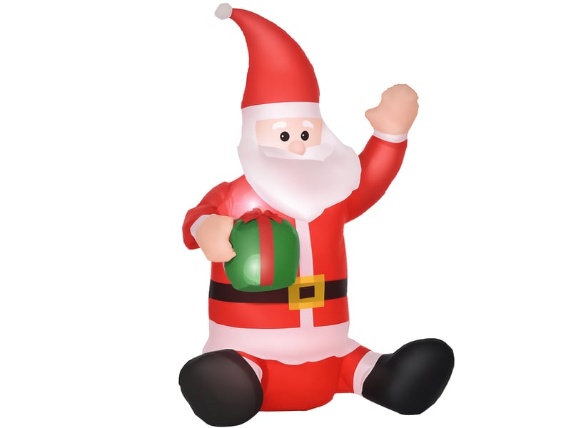  Père noël gonflable de 1,2 m avec cadeau, décoration de noël illuminée, gonfleur pour intérieur et extérieur  - Conforama A