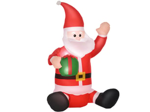 Père noël gonflable de 1,2 m avec cadeau, décoration de noël illuminée, gonfleur pour intérieur et extérieur