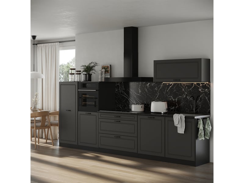  Vicco cuisine, anthracite campagneanthracite, 340cm plan de travail marbre  - Conforama C