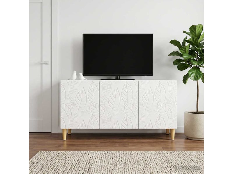  Meuble tv - banc tv - meuble de rangement 99 x 34,5 x 50 cm blanc brillant bois d'ingénierie  - Conforama C