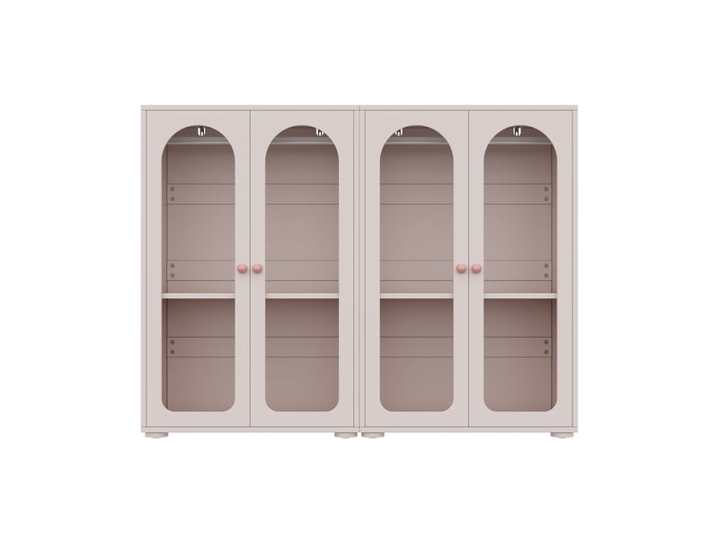  Armoire 2 portes, rangement, rose poudré, finition laquée, 2 pièces, avec tringle et portes acryliques  - Conforama A