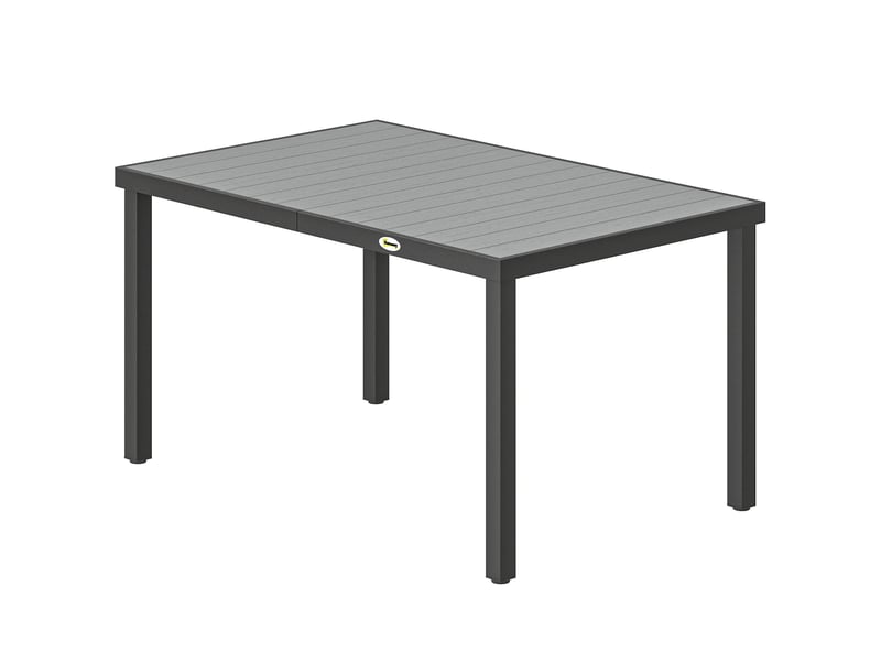  Table de jardin, table à manger extérieure acier, bois-plastique gris 140x90x74cm  - Conforama A