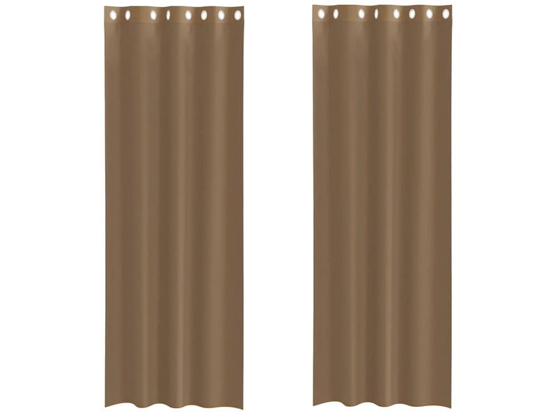  Lot de 2 rideaux en voile, voilages avec œillets marron clair cf44383  - Conforama A