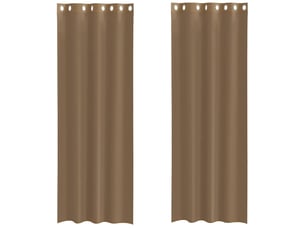 Lot de 2 rideaux en voile, voilages avec œillets marron clair cf44383