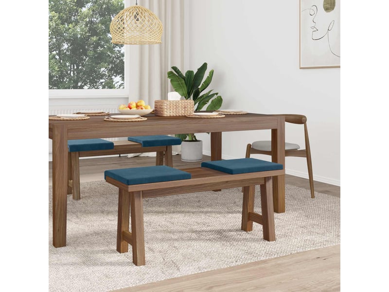  Lot de 4 coussins de banc, coussins d'assise, coussins pour chaisecanapé velours bleu profondeur 35 cm cf52598  - Conforama C