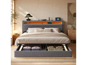 Lit coffre 160x200 cm <strong>CRAVDOM</strong> <strong></strong> coloris gris