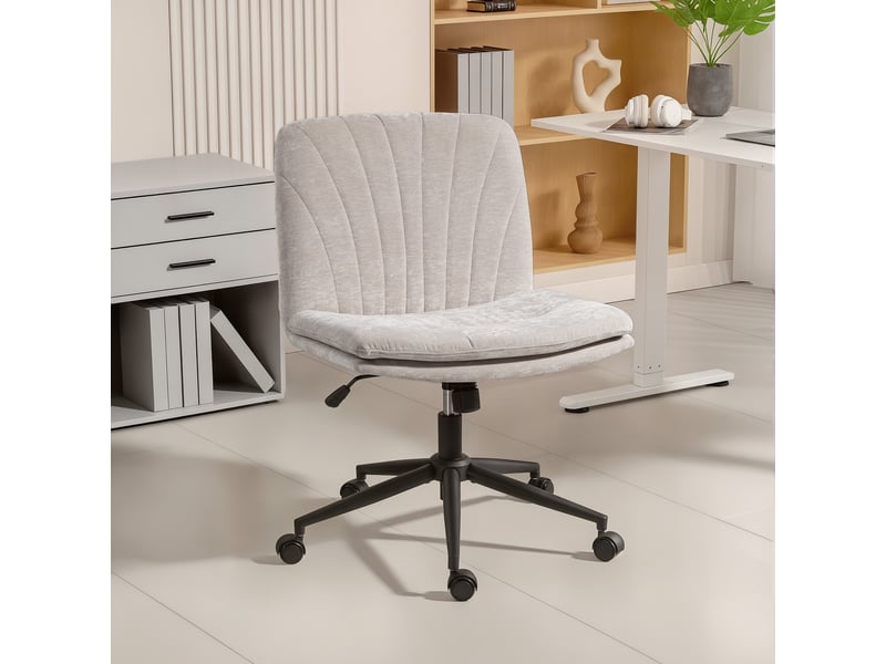  Chaise de bureau sans accoudoirs, fauteuil de bureau, chenille (100% polyester), 67x62x93cm, beige  - Conforama C
