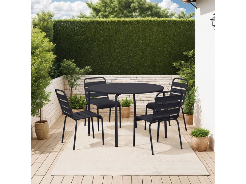  Table de jardin ronde 110x74 cm en métal gris - baca  - Conforama E