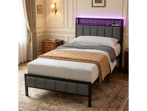 Lit simple 90x200 cm <strong>VIVRYN</strong>  <strong></strong> coloris noir