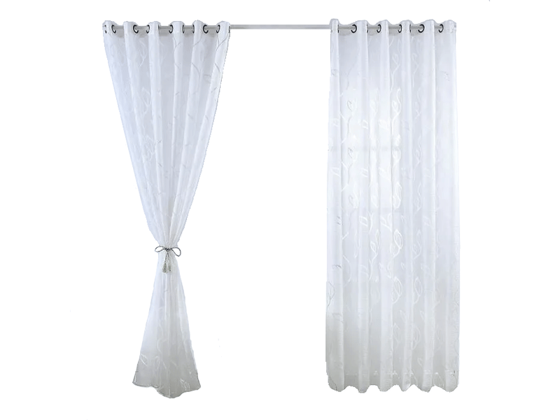 Lot de 2 voilage semi-transparents à œillets avec motif de feuilles creuses pour chambre à coucher,salon 100x250cm - Conforama A