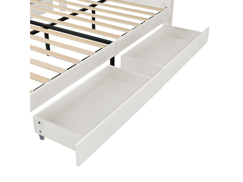  Lit enfant 140x200 cm avec 4 tiroirs beige sans matelas  - Conforama D