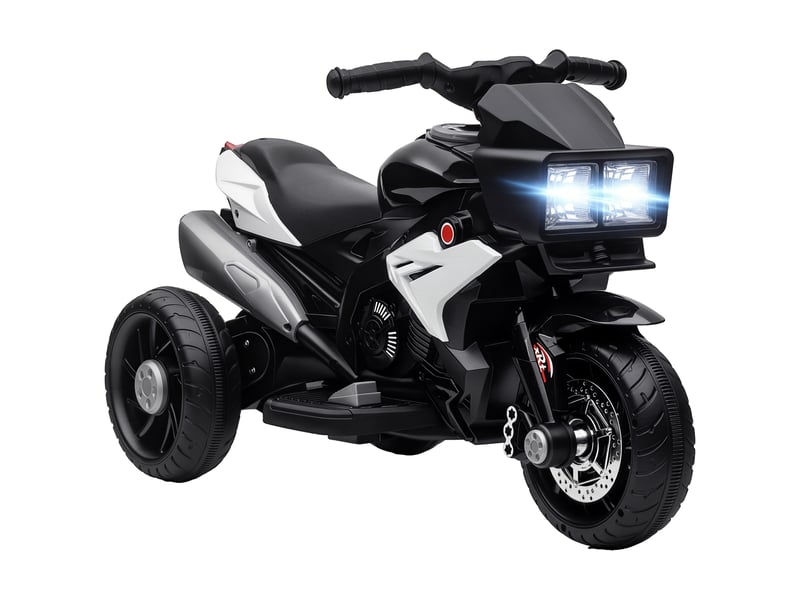  Moto électrique pour enfants de 3 à 5 ans (max. 25 kg) avec 3 roues, lumières et sons, batterie 6 v, noire, 86 x 42 x 52 cm  - Conforama A