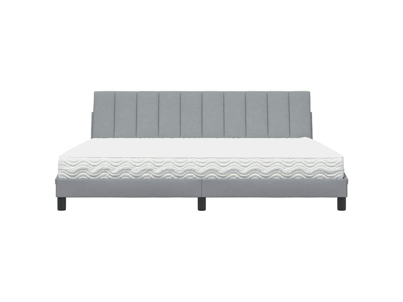  Lit avec matelas hanko gris clair 200x200 cm tissu  - Conforama D