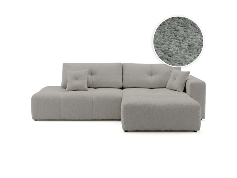  Celine - canapé d'angle fixe convertible 4 places en bouclette  - Conforama A