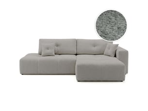 Canapé d'angle droit convertible LOUNGITUDE CELINE 4 places Tissu bouclette Gris clair