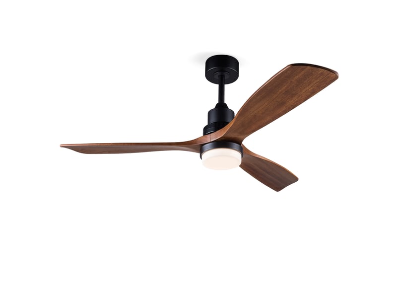  Ventilateur de plafond avec éclairage télécommande bois noyer et noir d. 132 cm W5766P467497 - Conforama A