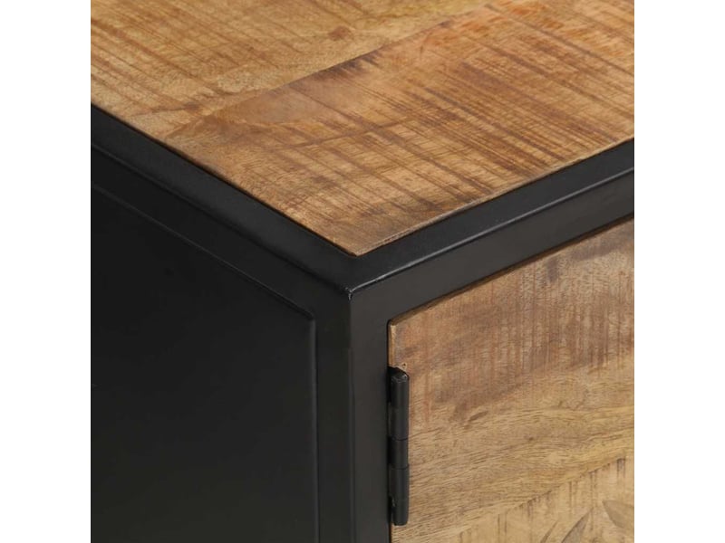  Meuble tv - banc tv - meuble de rangement avec porte sculptée 130x30x40cm bois de manguier brut  - Conforama E