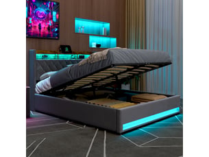 Lit coffre 180x200 cm MIVRAY coloris gris