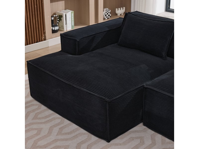  Canapé 2 places en polyester noir compact 235 cm - assise souple avec 2 coussins  - Conforama E
