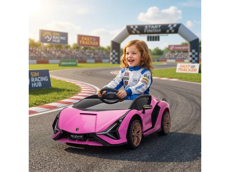 Voiture électrique pour enfants, lamborghini, 3-5 kmh, télécommandée, pour les 3-5 ans, rose - Conforama C