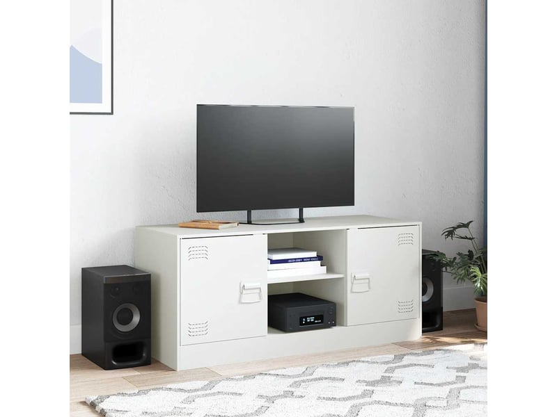  Meuble tv - banc tv - meuble de rangement blanc 99x39x44 cm acier  - Conforama C