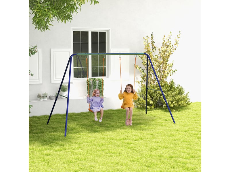  Balançoire portique balançoire pour enfants avec 2 siège de balançoire structure en métal charge max. 90 kg multicolore  - Conforama B