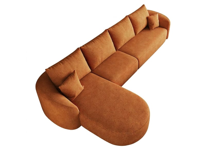  Canapé d'angle en l 336 cm modulable en tissu chenille sans montage canapé 4 places orange  - Conforama A