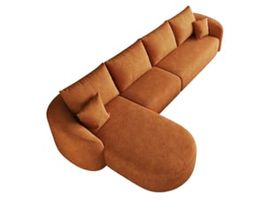 Canapé d'angle en l 336 cm modulable en tissu chenille sans montage canapé 4 places orange
