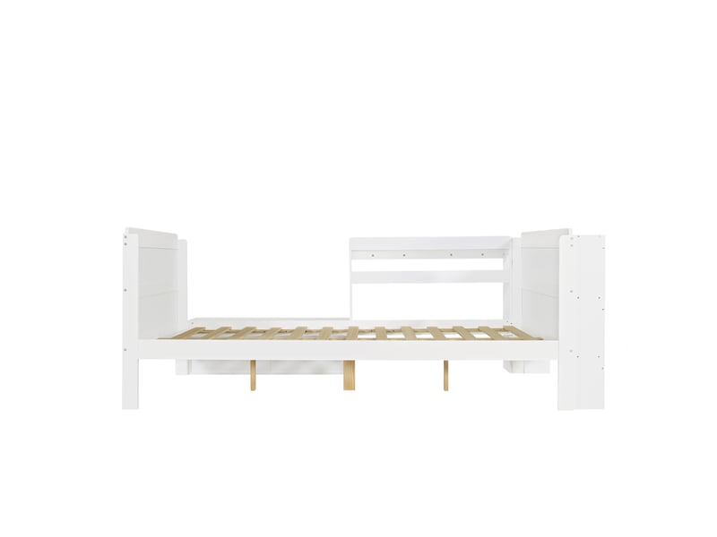  Lit 120x200 cm blanc avec bureau, rangement, compartiment rabattable et étagères  - Conforama D
