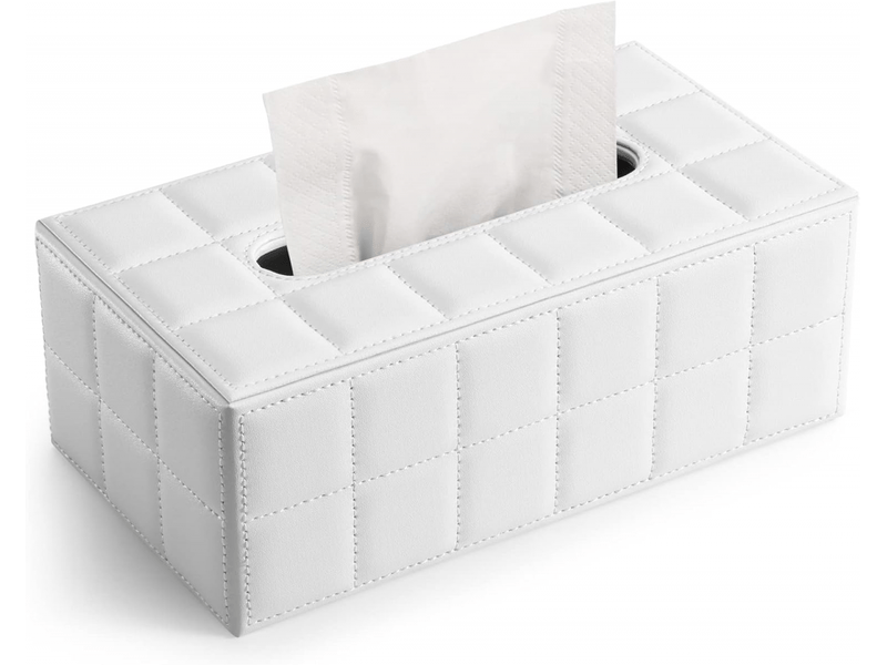  200 pièces boîte mouchoirs cuir rectangulaire blanche  - Conforama A