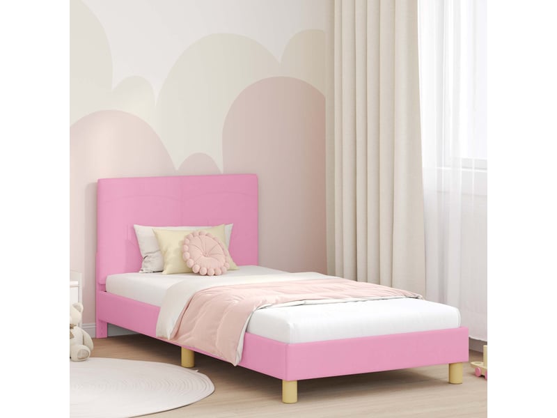  Cadre de lit pour enfants - lit jeune avec tête de lit rose 90 x 190 cm  - Conforama B