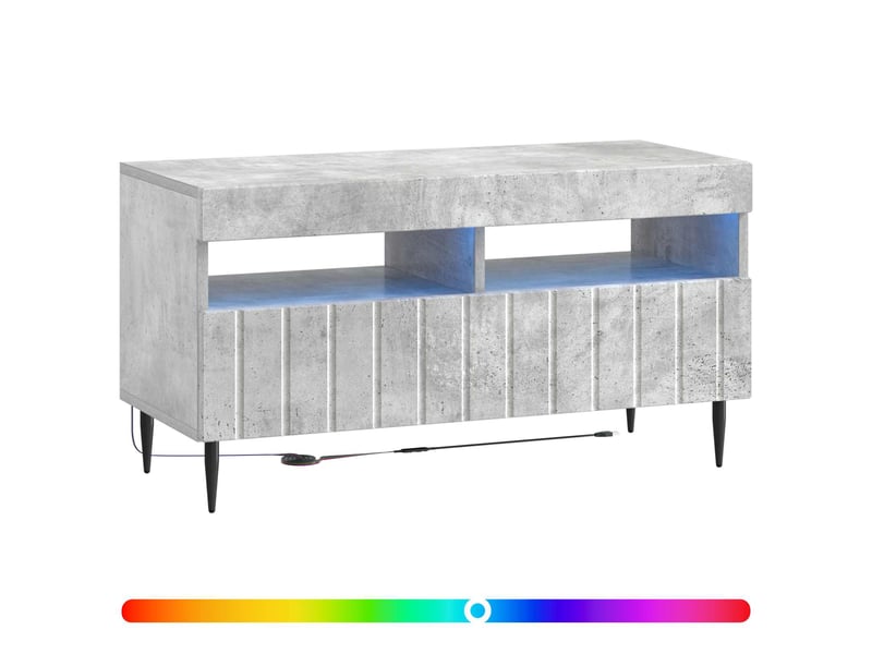  Meuble tv - banc tv - meuble de rangement led gris béton bois d'ingénierie  - Conforama C