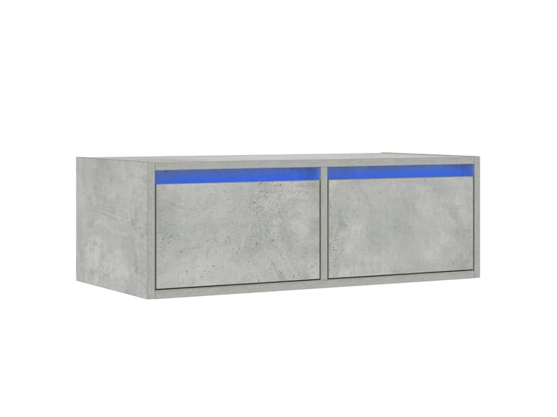  Meuble tv - banc tv - meuble de rangement avec lumières led gris béton 75x35,5x25 cm  - Conforama C