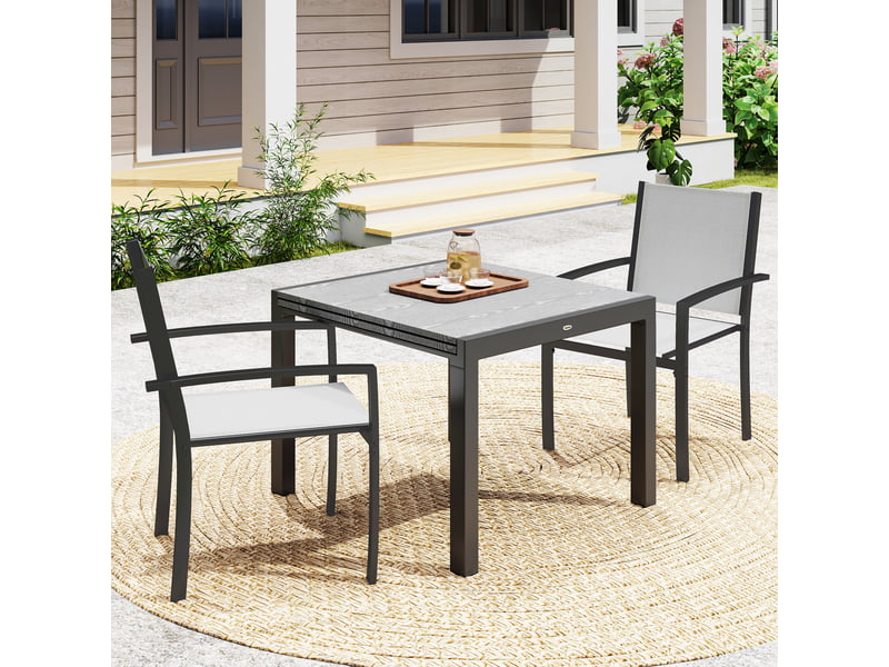  Lot de 2 fauteuils de jardin, chaises empilables, acier, 60x65x85cm, gris clair  - Conforama D