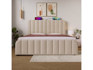 Lit 2 places 140x200 cm <strong></strong> <strong></strong> coloris beige