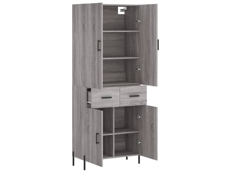  Buffet haut - bahut - meuble de rangement sonoma gris 69,5x34x180 cm bois d'ingénierie  - Conforama D