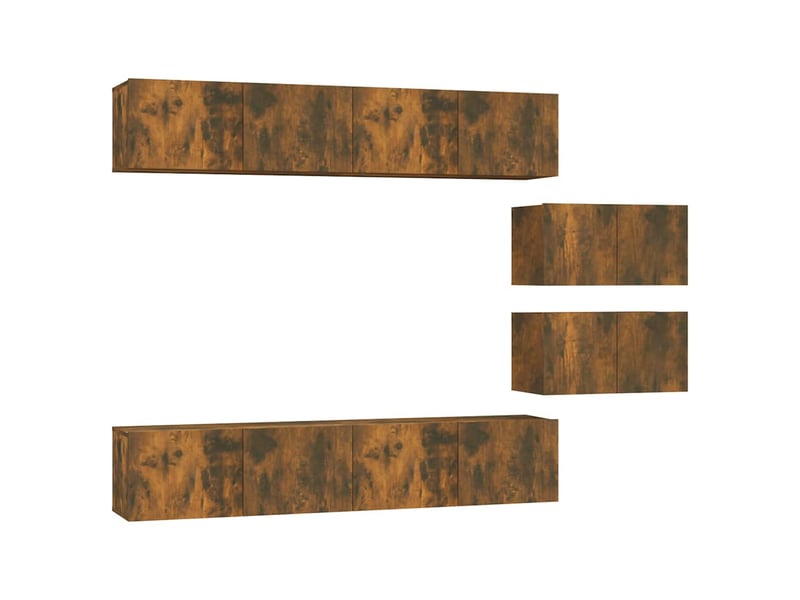  Ensemble de meubles tv 6 pcs chêne fumé bois d'ingénierie shl59388  - Conforama A