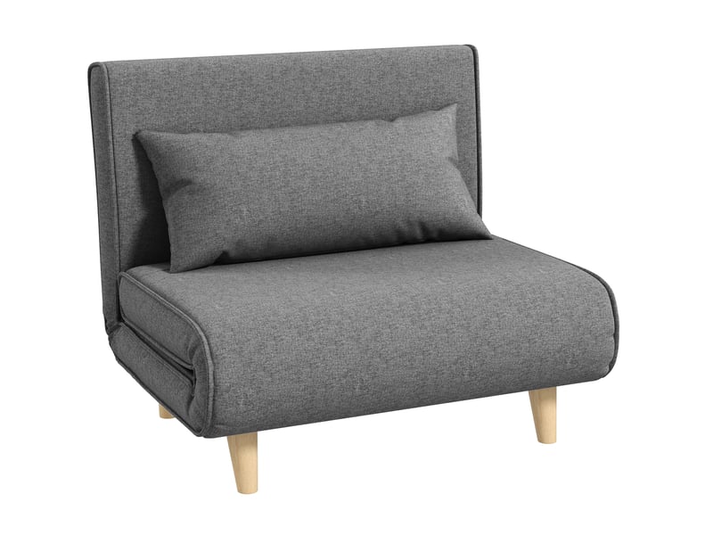  Canapé droit convertible 1 place gris en tissu, dossier réglable 6 positions, couchage d'appoint scandinave  - Conforama A