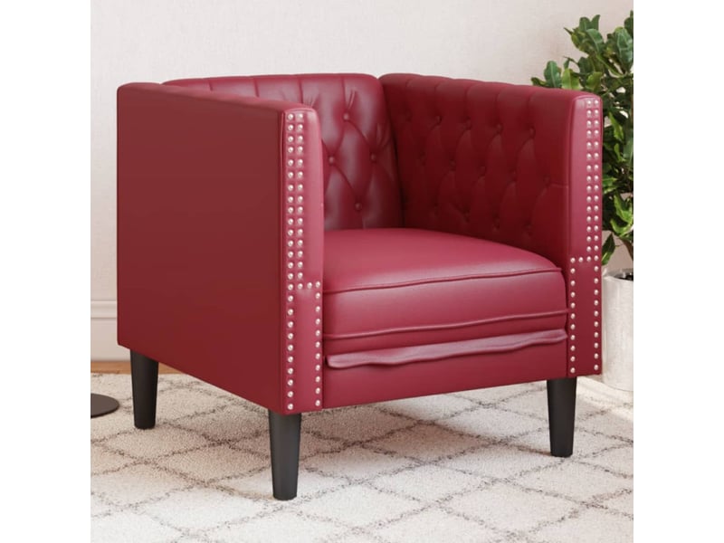 Fauteuil chesterfield rouge bordeaux similicuir  - Conforama A