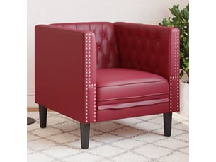 Fauteuil chesterfield rouge bordeaux similicuir