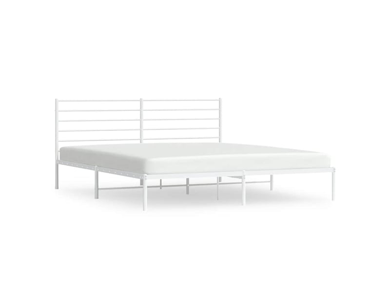  Lit double- lit adulte -  cadre de lit métal sans matelas et tête de lit blanc 180x200 cm  - Conforama A